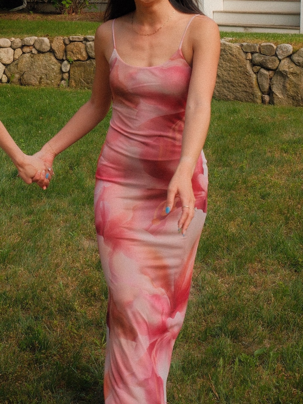 12th Tribe Pink White Tie-Dye Maxi Slip Dress - Picture 5 of 5
